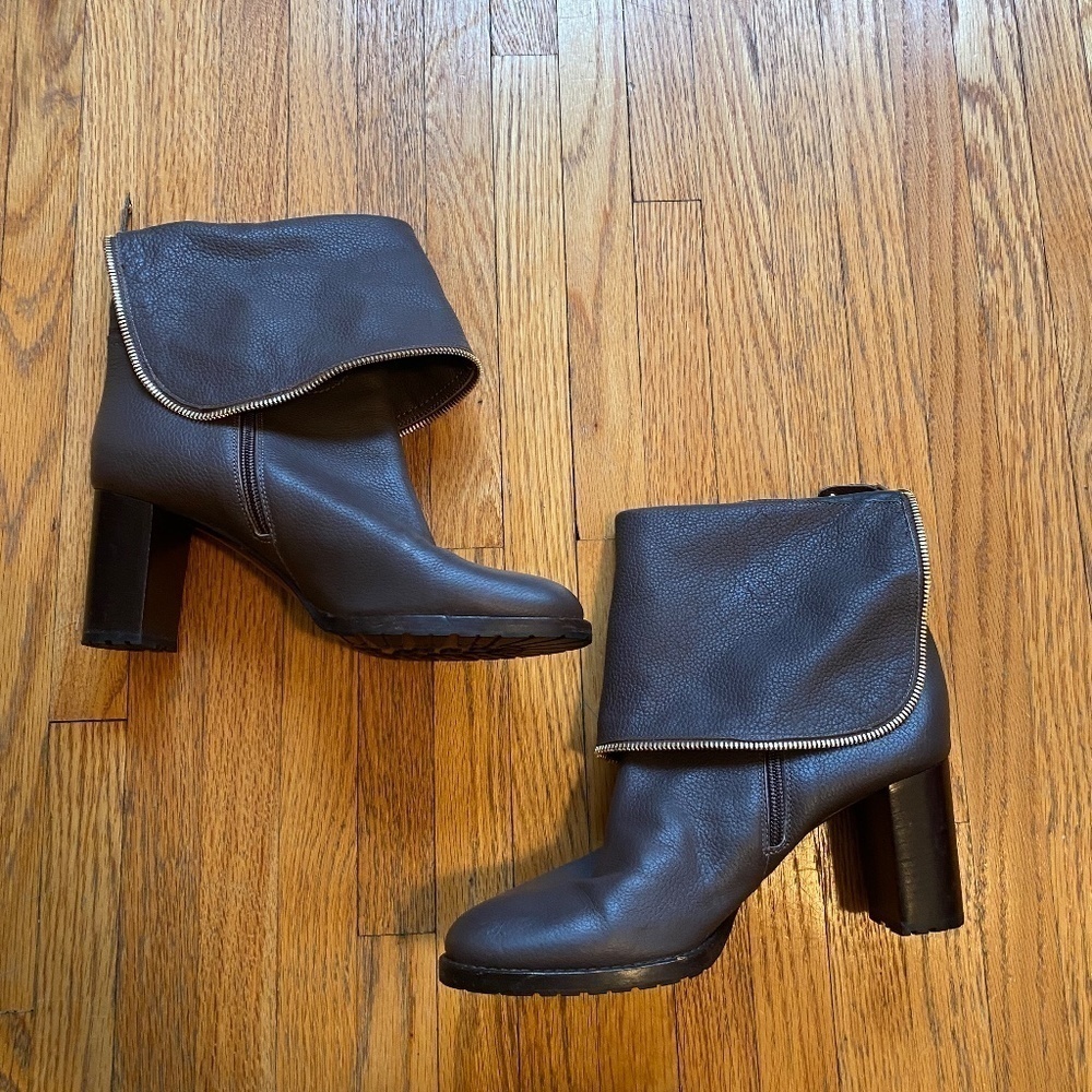 M. Gemi Block Heel Zipper Detail Taupe Boot - Picture 2 of 3